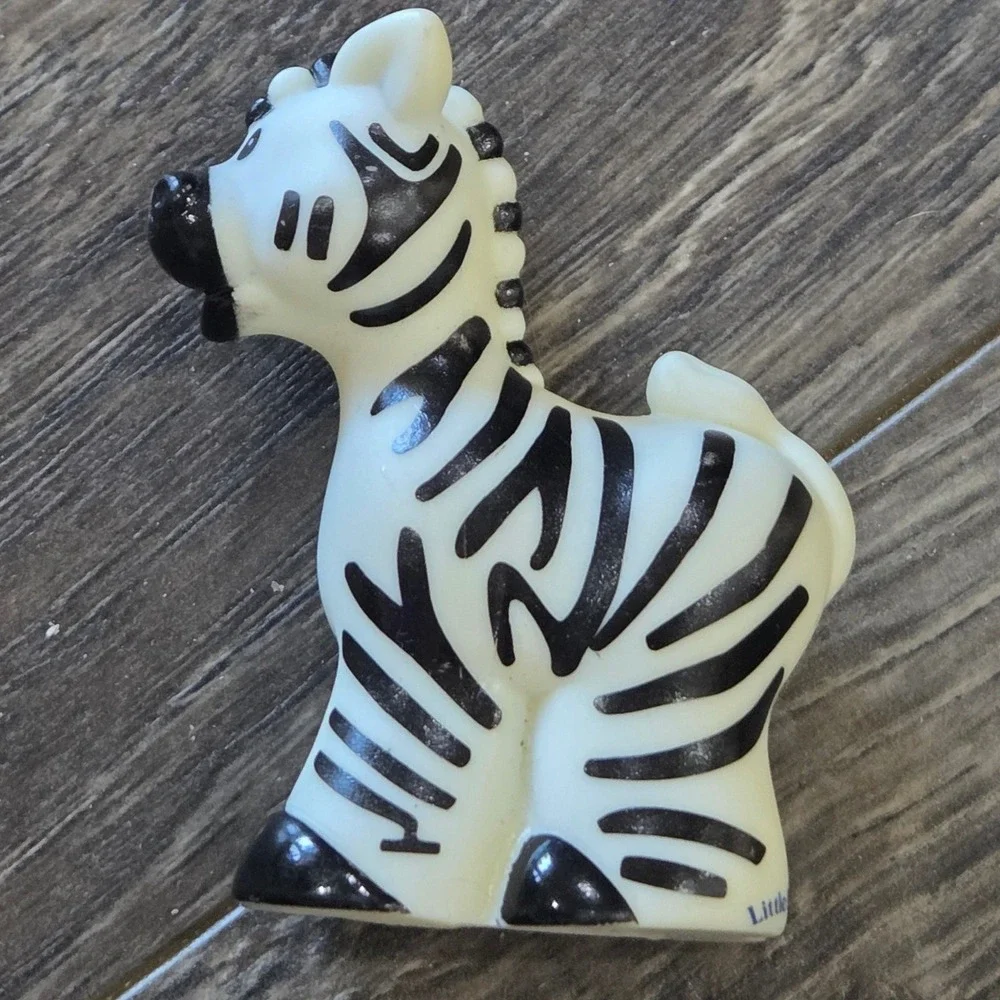 Fisher-Price Little People Zebra Figure White Black Plastic Vintage Collectible